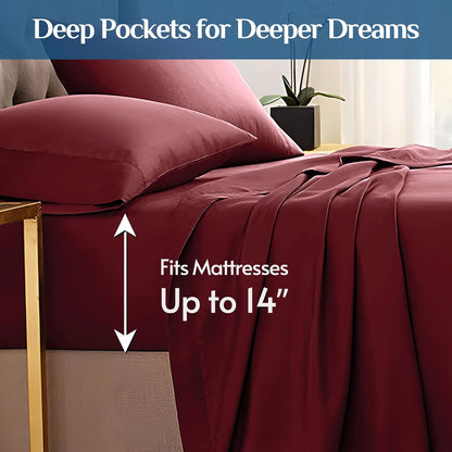 JOLLYVOGUE Queen Size Bed Sheet Set - 4 Piece Bed Sheets Set with Deep Pocket - Soft Breathable & Cooling - Resists Shrinkage & Fading Draps Queen - Easy Care (Dark Grey)