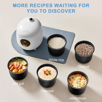 Mini Rice Cooker | 2-Cup Portable Non-Stick Rice Cooker with One-Touch Cooking and Keep Warm