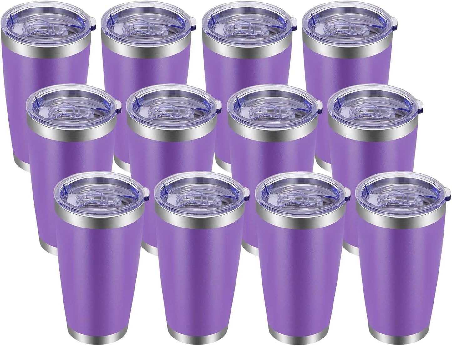 VEGOND 20oz Tumbler with Lid and Straw Stainless Steel Tumbler Cup Bulk Vacuum Insulated Double Wall Travel Coffee Mug Powder Coated Coffee Cup (Bluish Violet 6 Pack)