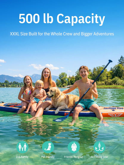 Niphean (Extra Large) Inflatable Paddle Board, 11ft SUP 2+1 People Family | 500lbs Capacity Stand Up Paddle Boards for Adults with SUP Accessories, StabilTrac Fin Non-Slip Paddleboard