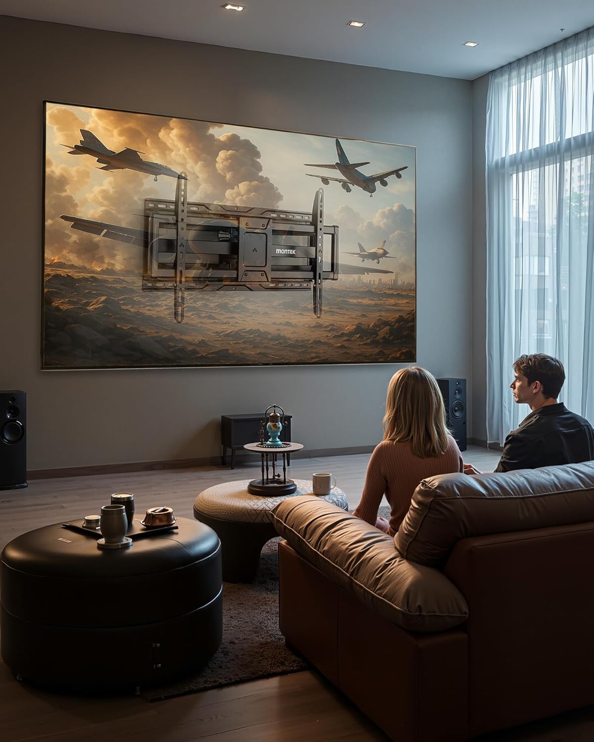 monTEK Full Motion TV Wall Mount for Most 37-90 inch TVs up to 165 lbs, Heavy Duty TV Mount with Dual Articulating Arms, Tool-Free Tilt, Swivel, Extension, Fits 16"/18"/24" Studs, Max VESA 600x400mm