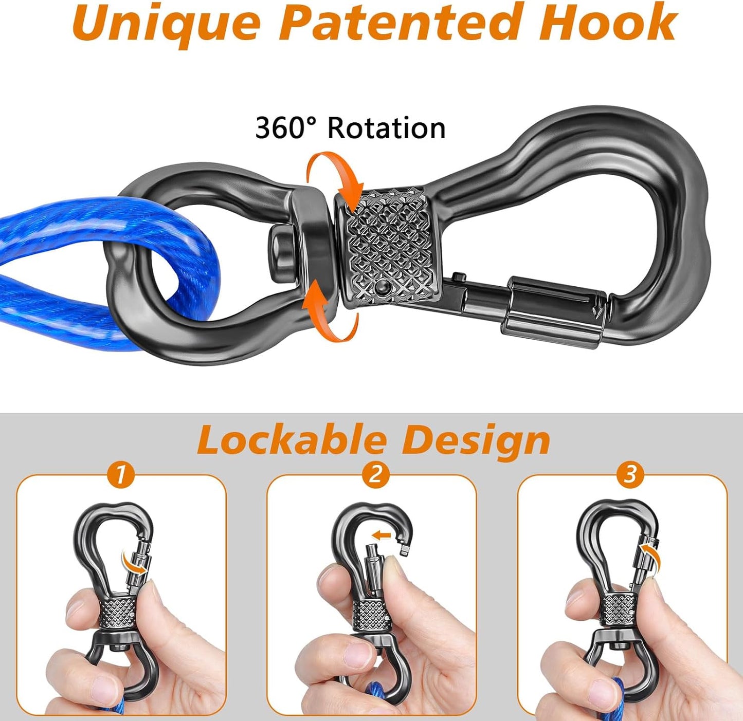 XiaZ Dog Runner Cable Dog Run Trolley Tie Out Cable Dog Chains for Outside Yard Camping Up to 250 Pound, 20 Feet