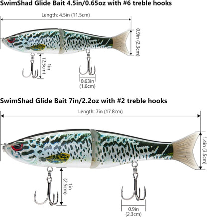 Bassdash SwimShad Glide Baits Jointed Swimbait Bass Pike Salmon Trout Muskie Fishing Lure