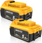AMICROSS 2 Pack 20V 5000mAh Battery Replacement for Dewalt 20V Battery Compatible with DCB206 DCB200 DCB201 DCB204 20 Volt Lithium-Ion MAX DCD/DCF/DCG Series Cordless Tools & Chargers DCB112 DCB115