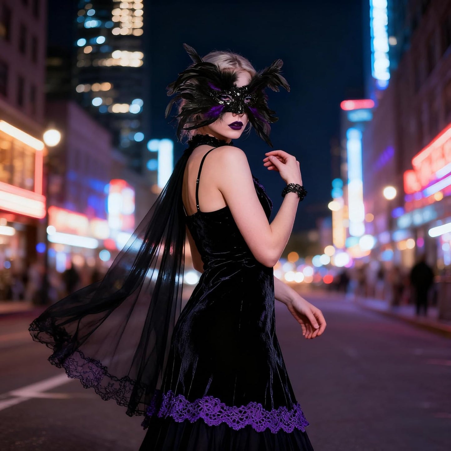 JEGERMIG Feather Carnival Mask Headwear Headpiece Halloween Showgirl Masquerade Cosplay Accessories for Women