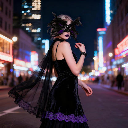 JEGERMIG Feather Carnival Mask Headwear Headpiece Halloween Showgirl Masquerade Cosplay Accessories for Women