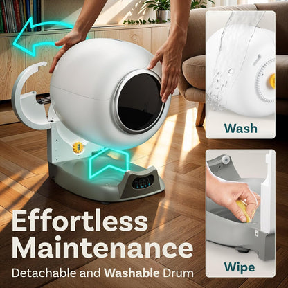 PetCove Self Cleaning Litter Box - Automatic Cat Litter Box up to 75L, App‑Control Cat Litter Box with Integrated Safety Protection, Advanced Odor Control & Smart Weight Monitoring with Cat Litter Bag