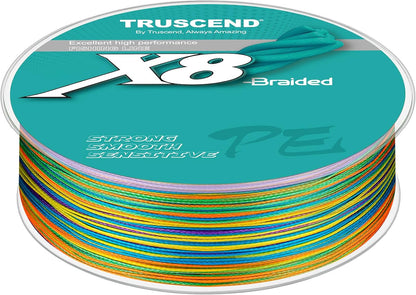 TRUSCEND X8 Braided Fishing Line, Durable and Valuable Braid PE Line for Professionals, More Thinner More Smoother Performance for Casting Well, Must-Have Freshwater Fishing Gear, Fishing Gift for Men