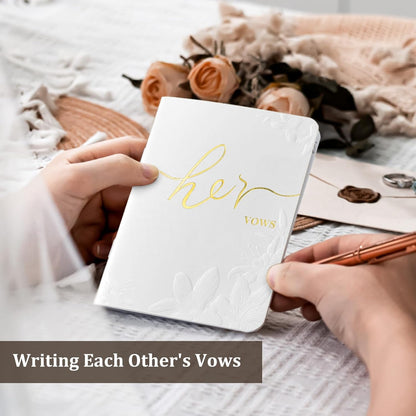 WEMATE Vow Books His and Hers,Wedding Vow Book with Gold Foil and 2 Pens, Wedding Essentials, Beautiful Wedding Present Stuff - Brown and Apricot