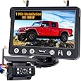 Magnetic Solar Wireless Backup Camera No Installation VASTEND 7'' Rear View Camera for Car No Delay 10000mAh Rechargeable RV Backup Camera 1080P for Truck Trailer Camper (VS-7A)