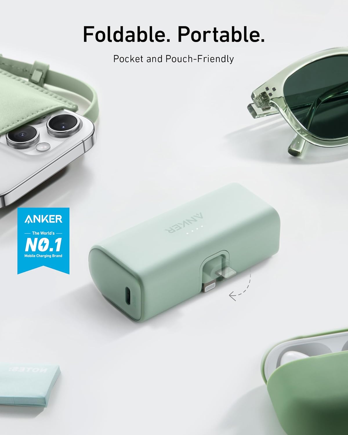 Anker Portable Charger with Built-in Lightning Connector, 5,000mAh MFi Certified 12W Portable Charger, Compatible with iPhone 14/14 Pro / 14 Plus / 14 Pro Max, iPhone 13 and 12 Series