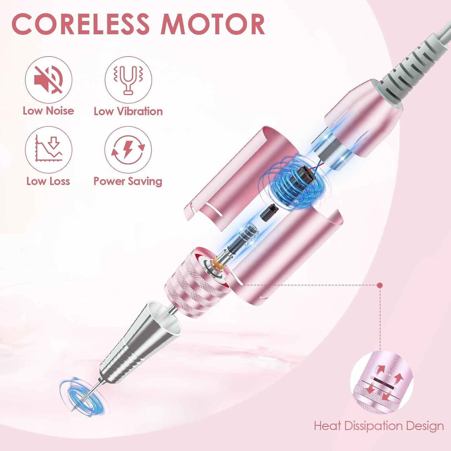 ANBEISTEE Electric Nail Cutter with 35000 RPM, Rechargeable Cutter Nails, Professional Nail File, Portable Nail Drill Set, Suitable for Nail Art and Pedicure, Salons and Family