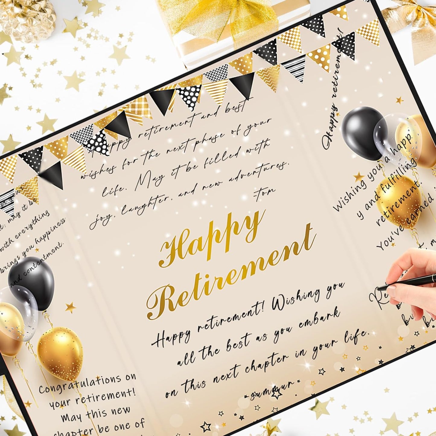 Roetyce Retirement Party Decorations, Funny Retirement Guest Book Alternative, Hapyy Retirement Decorations, Best Retirement Gifts for Women Men, Retirement Signature Board Book, Jumbo Retirement Card