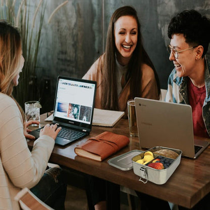 UPTRUST Leak Proof Stainless Steel Bento Lunch Container, (47OZ/1400ML) Metal Bento Lunch Box for Kids or Adults, 3 Compartment Packing Box for Work Lunch