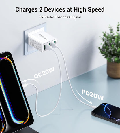 50W USB Wall Charger Block,2Pack 5-Port Charger Fast Charging Block QC 3.0 Multiport Box Brick Cube USB A Wall Plug for iPhone 16/15/14 Pro Max Plus, iPad,Galaxy, LG, Moto, Android Phones,AirPorts