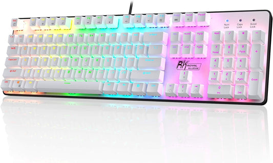RK ROYAL KLUDGE RK920 Full Size Mechanical Keyboard, Rainbow Backlit Gaming Keyboard, 104 Keys Wired Mechanical Keyboard with Number Pad, Tactile Brown Switch