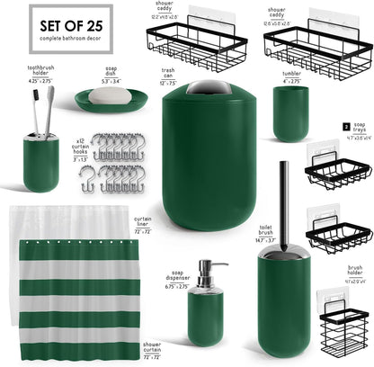 Clara Clark Bathroom Set - Gray Bathroom Accessories Set, Bathroom Sets with Shower Curtain and Rugs, 23PC Shower Curtain Set with Liner, Soap Dispenser, Soap Dish, Toilet Brush Holder, and Trash Can