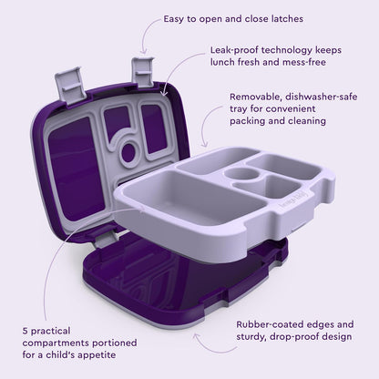 Bentgo Kids Prints (Unicorn) - Leak-Proof, 5-Compartment Bento-Style Kids Lunch Box - Ideal Portion Sizes for Ages 3 to 7 - BPA-Free and Food-Safe Materials