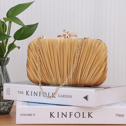 Clutch Purses for Women Evening Bag Pleated Clutch Bag with Chain Party Purses Handbag for Cocktail/Prom/Party/Wedding/Formal