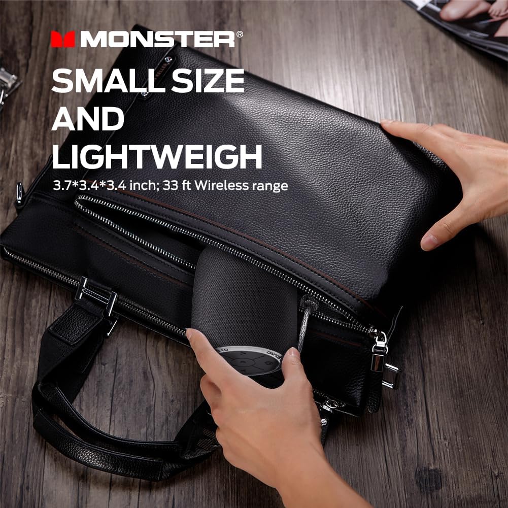 Monster S110 Wireless Speaker - Lightweight & Portable Bluetooth Speaker with Pure Sound, IPX5 Waterproof, 16-Hour Battery Life, USB Charging Cable, Perfect for Indoor/Outdoor Activities (Black)