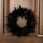 HLTER Halloween Feather Wreaths, Simulation Black Cocktail Feather Wreath, 40CM Front Door Wreath for Spooky Scene Party Halloween Decorations