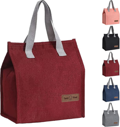 Lunch Bags for Women Men, Reusable Insulated Leakproof Lunch Box Bag for Adult Kids, Small Cooler Bag for Work School Picnic Travel (Black)