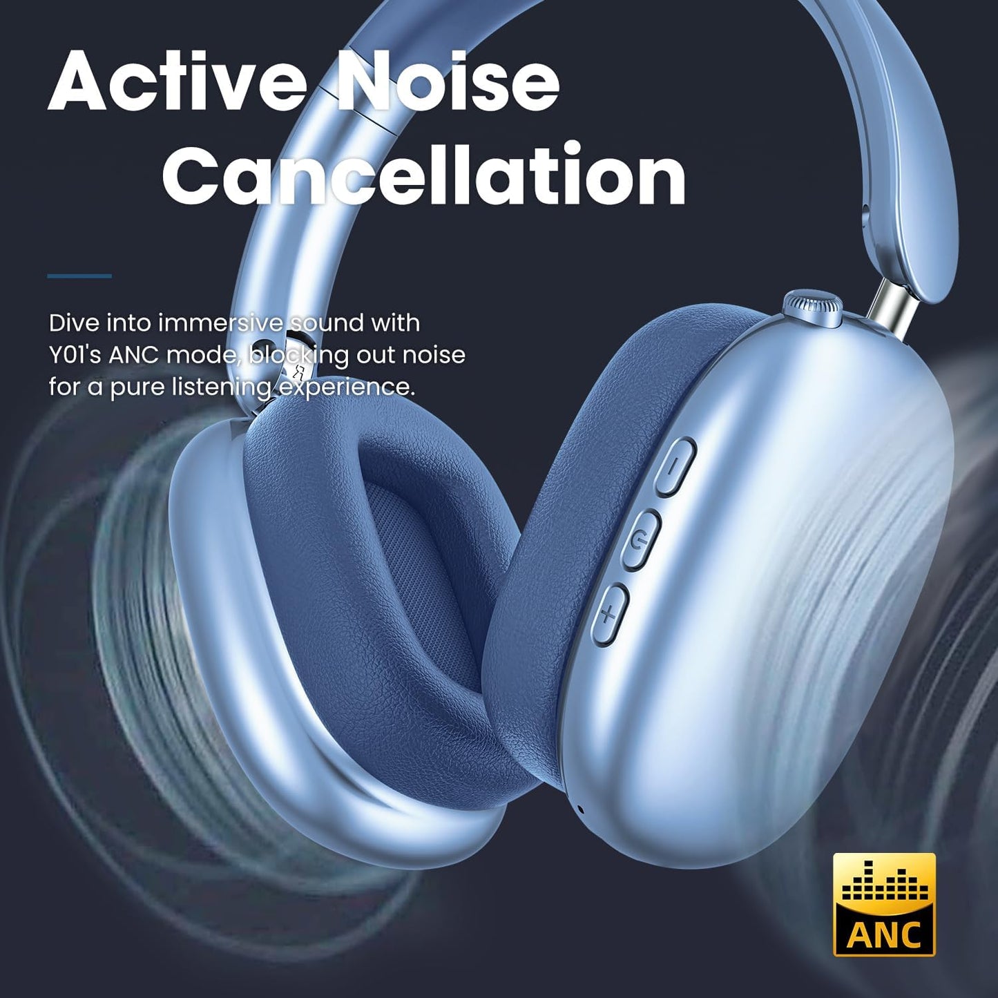 Wentronic Y01 Wireless Over Ear Headphones, Noise Canceling Bluetooth 5.3 Headphones with Microphones,Hi-Res Audio,48H Playtime,Foldable,Breathable Soft Earpads for iOS/Android/Samsung/PC-Green