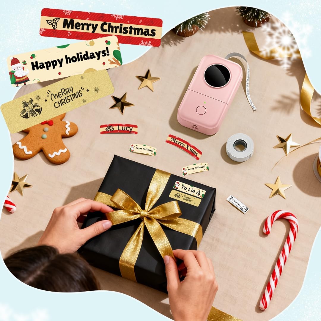 Label Maker Machine, Phomemo D30 Portable Bluetooth Label Printer with Tape Label Maker Handheld, Multiple Templates Available for Smartphone Easy to Use for Office Home Organization USB Rechargeable