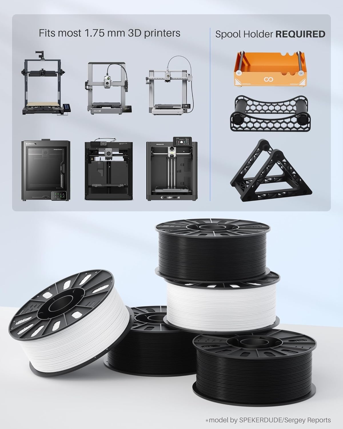ELEGOO PLA+ Filament 1.75mm Black 4KG, PLA Plus 3D Printer Filament, Dimensional Accuracy +/- 0.02 mm, Tough & High Strength, Fit for Most FDM Printers(1KG/Spool, 2.2 lbs)