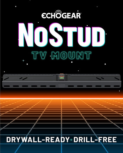 ECHOGEAR No Stud TV Mount for Drywall - Slim No Drill Design Holds TVs Up to 100lbs with Nails - Easy Studless Install with No Drill Needed