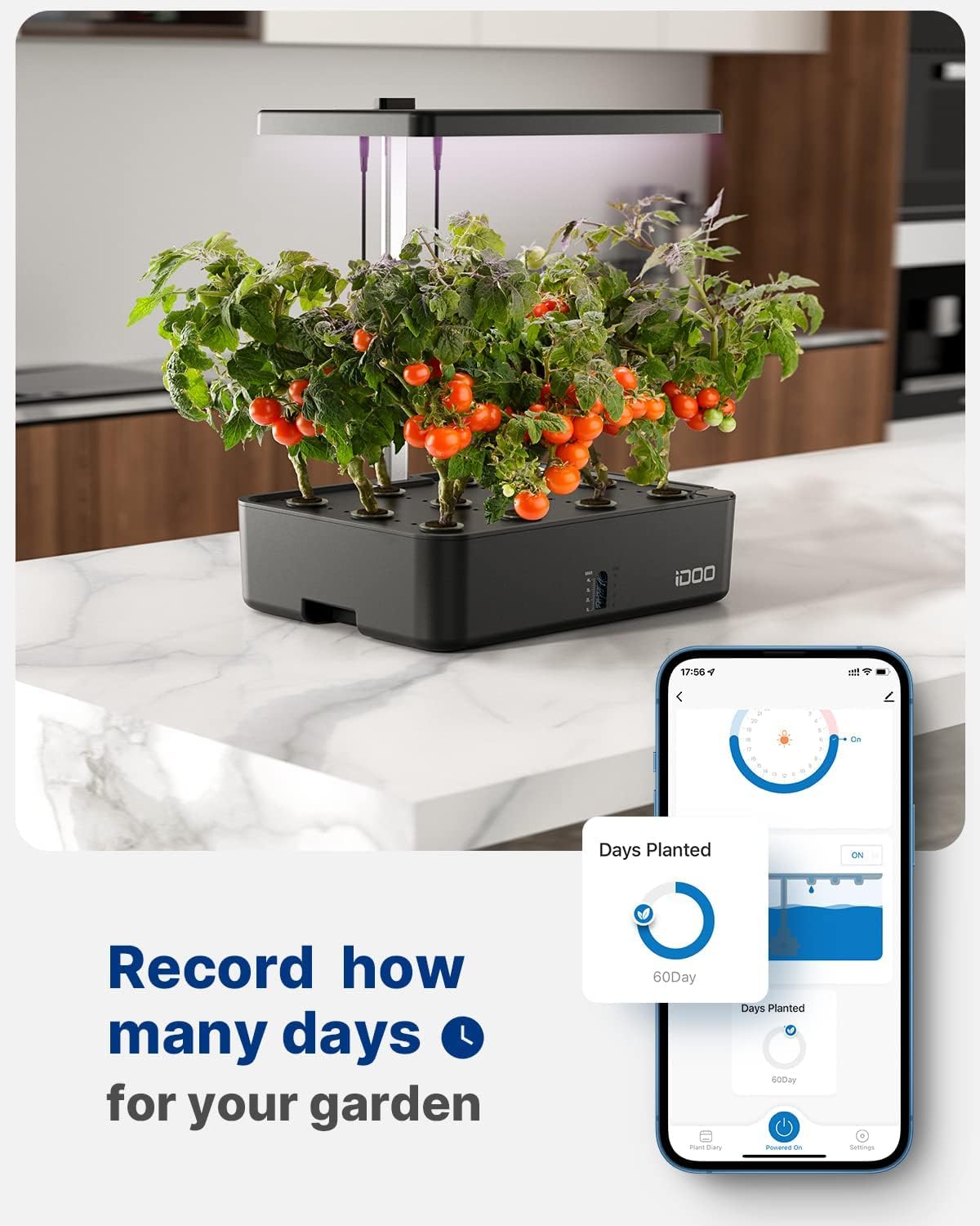 iDOO Hydroponics Growing System Kit 12Pods, Christmas Gifts for Women Men, Herb Garden Indoor with LED Grow Light for Home, Built-in Fan, Auto-Timer, Adjustable Height Up to 11.3", 12Pods WiFi-Black
