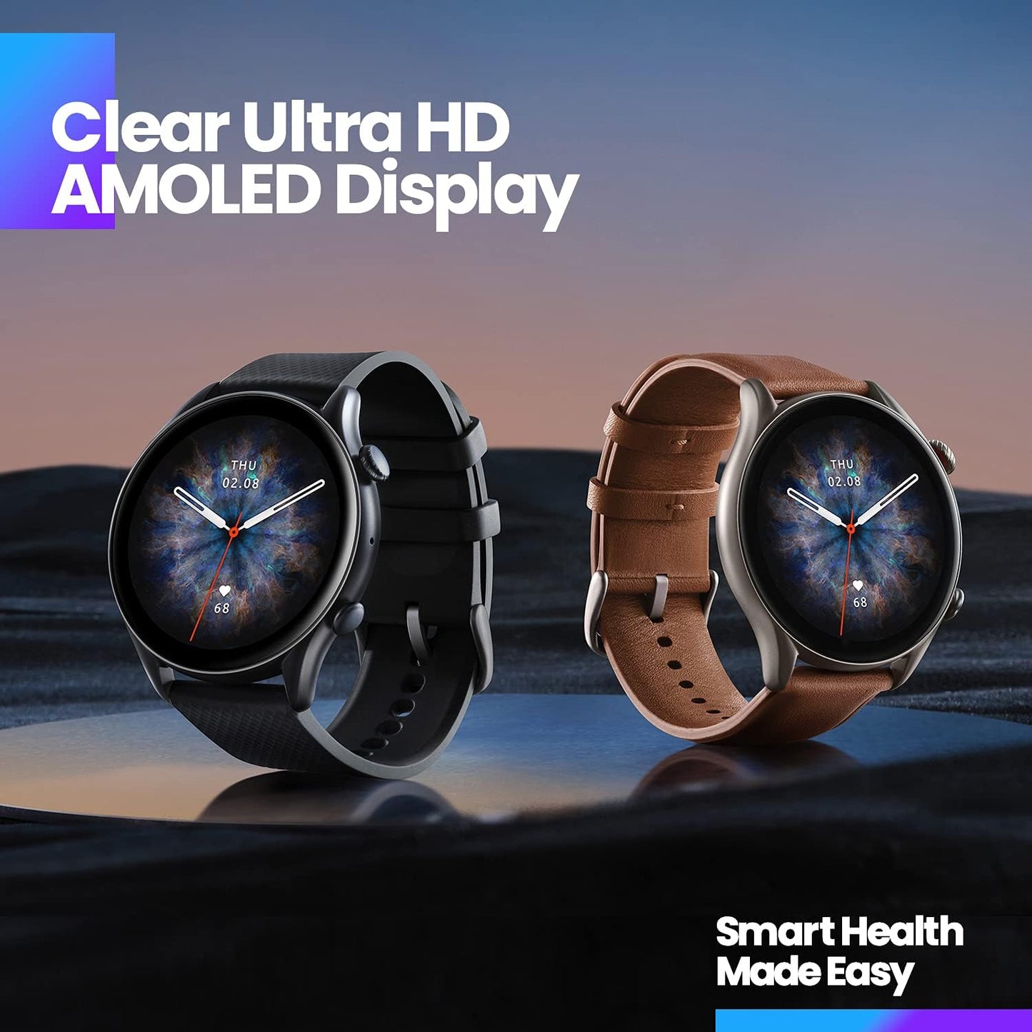 Amazfit GTR 3 Pro Smart Watch for Men 46mm, 14-Day Battery Life, GPS, Alexa Built-In, Bluetooth Calls, Fitness Tracker with 150+ Sports Modes, Sleep Heart Rate Tracking, for Android iPhone, Brown