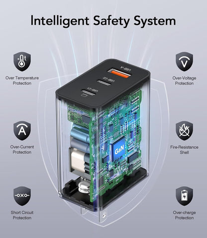 USB C Charger, 65W GaN+ PD Fast Wall Charger Block with 6.56ft USB C to C Cable, USB C Charger for MacBook Pro/Air, iPhone 16/15/14/13, iPad Pro, Dell XPS, Steam Deck, Galaxy S24/S23, Pixel 8/7