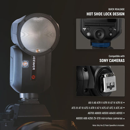 NEEWER Z2PRO-C 2.4G TTL Round Head Flash Speedlite Compatible with Canon, Wireless Compatible with Godox, Upgraded UI, 76Ws 1/8000s HSS, TTL/M TCM Switch, 7.2V/3000mAh Battery, 600 Full Power Flash