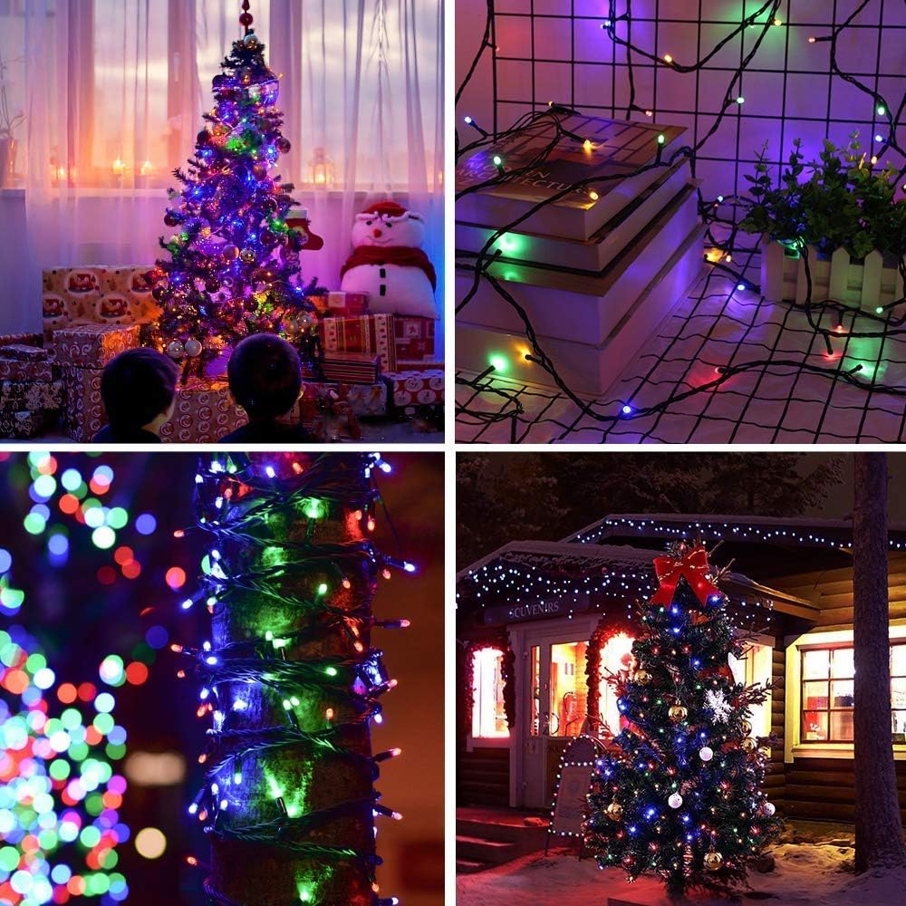 Haili Halloween Lights Outdoor, 105 FT 300 LED Halloween String Lights with Memory Function, Plug in 8 Mode String Lights for Halloween,Christmas,Party, Patio, House Decoration (Purple Orange)