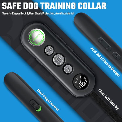 ABBIDOT Shock Collar (8-120 lbs) - Small Size Dog Training Collar with Remote Waterproof Rechargeable Dog Shock Collar with Remote E Collar for Small Medium Large Dogs (Light Blue)