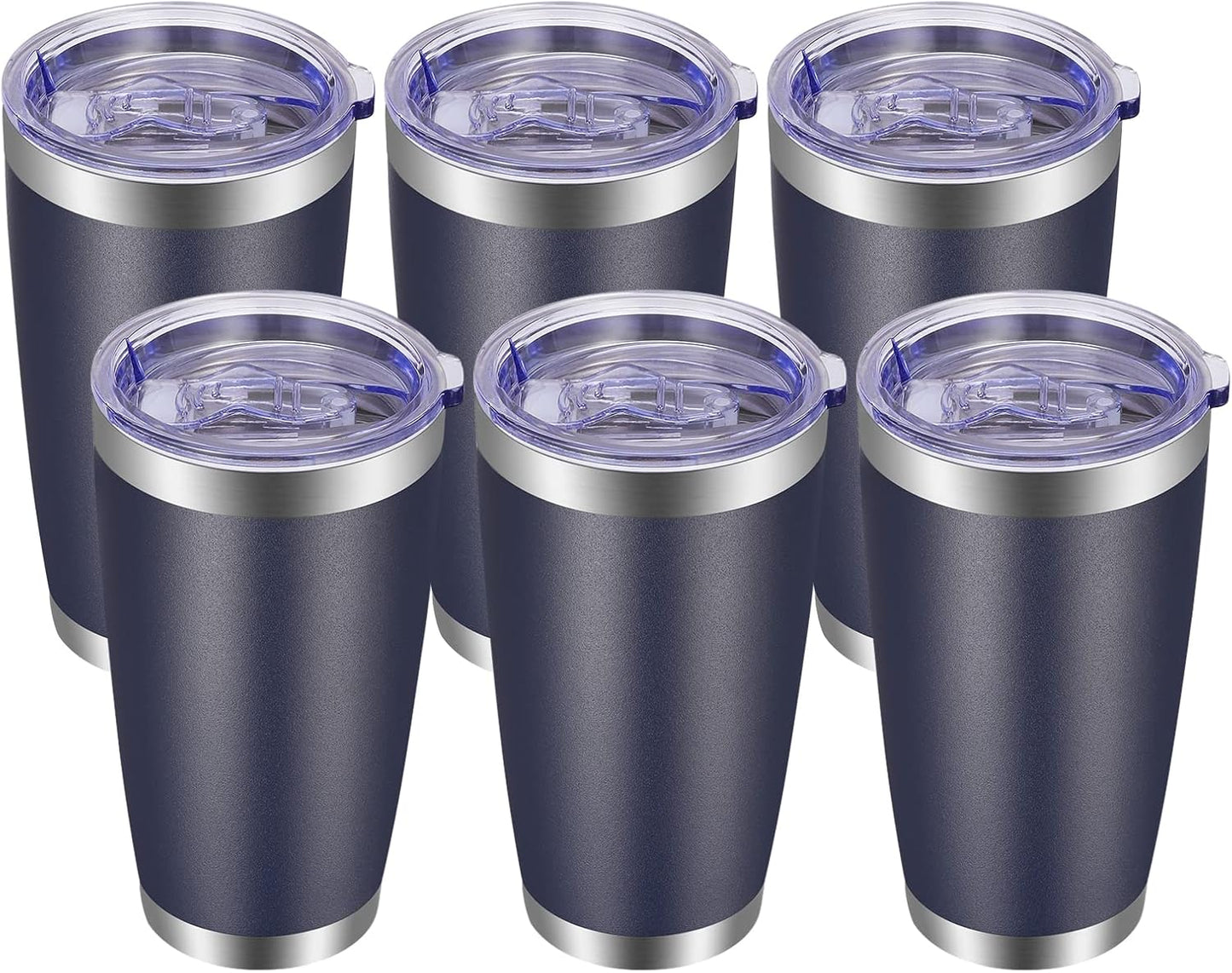 VEGOND 20oz Tumbler with Lid and Straw Stainless Steel Tumbler Cup Bulk Vacuum Insulated Double Wall Travel Coffee Mug Powder Coated Coffee Cup (Bluish Violet 6 Pack)