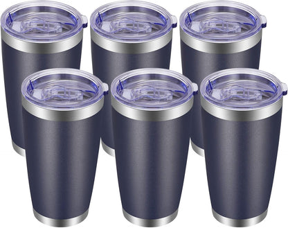 VEGOND 20oz Tumbler with Lid and Straw Stainless Steel Tumbler Cup Bulk Vacuum Insulated Double Wall Travel Coffee Mug Powder Coated Coffee Cup (Bluish Violet 6 Pack)