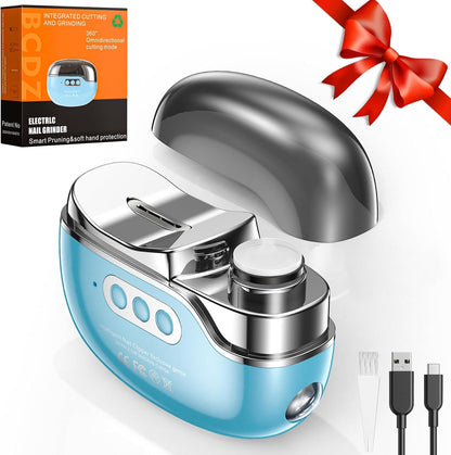 Electric Nail Clipper-3 in 1 Baby Nail Trimmer with Light & 3 Speeds, Fingernail Trimmer, Polisher & Clip Storage, USB Rechargeable Automatic Nail File for Baby, Kids, Adult Gift(Black)