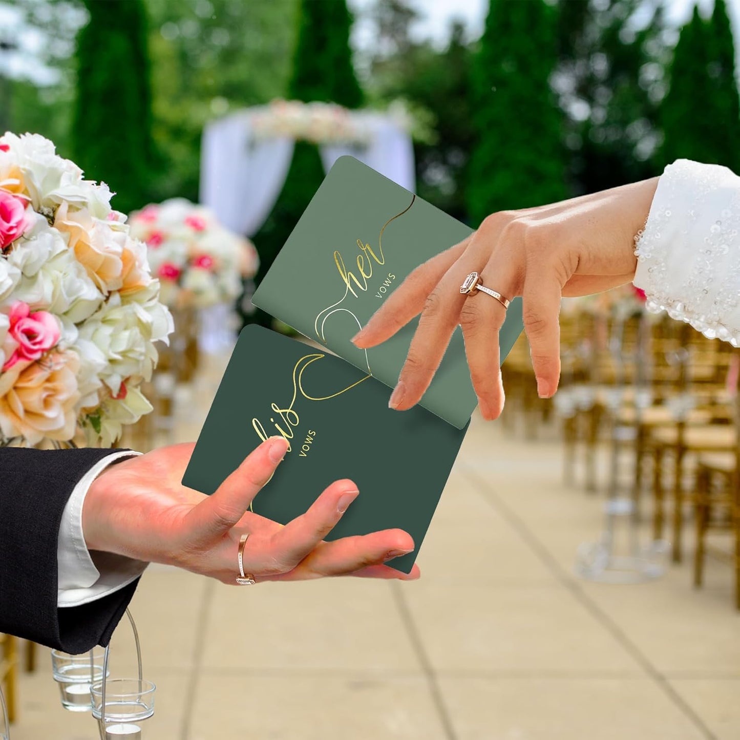 LSSH GmbH Vow Books - His and Hers Wedding Essentials, 28 Pages, 5.5" X 4" (Dark Green & Sage)