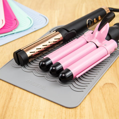 ANGENIL Pro Travel Flat Iron Heat Resistant Silicone Mat Pad, for Hair Straightener Tools, Travel Ceramic Titanium Flat Iron, Hair Curler, Curling Iron Wand Mat for Counter Large Size 11.02" x 7.9"