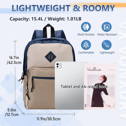 School Backpack for Kids,Lightweight Water Resistant Work Travel Backpack for Women Men Teens VONXURY