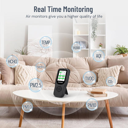 LifeBasis 11-in-1 Indoor Air Quality Monitor with CO₂ Detector, AQI Meter & Smart Alerts