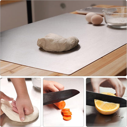Stainless Steel Cutting Board with Lip 20”x 20”Heavy Duty Baking Cutting Chopping Boards Large Metal Cutting Board Over Sink for Kitchen Meat Vegetables Fruits Bread and Baking