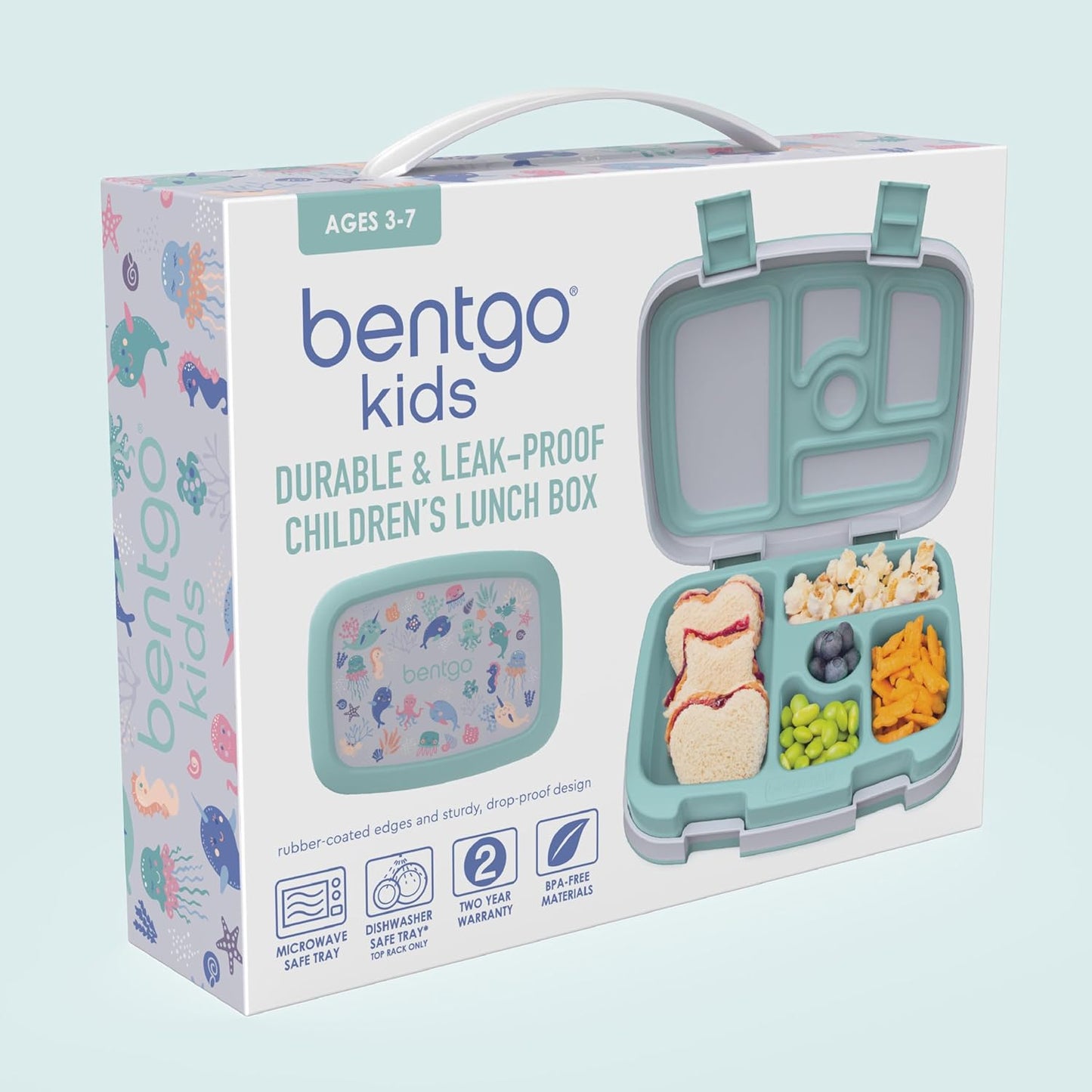 Bentgo Kids Prints (Unicorn) - Leak-Proof, 5-Compartment Bento-Style Kids Lunch Box - Ideal Portion Sizes for Ages 3 to 7 - BPA-Free and Food-Safe Materials
