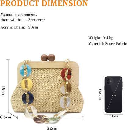 CORIOS Women Evening Bag Pleated Clutch Bag Wooden Beads Handbag Bridal Wedding Purse Elegant PU Leather Shoulder Bag