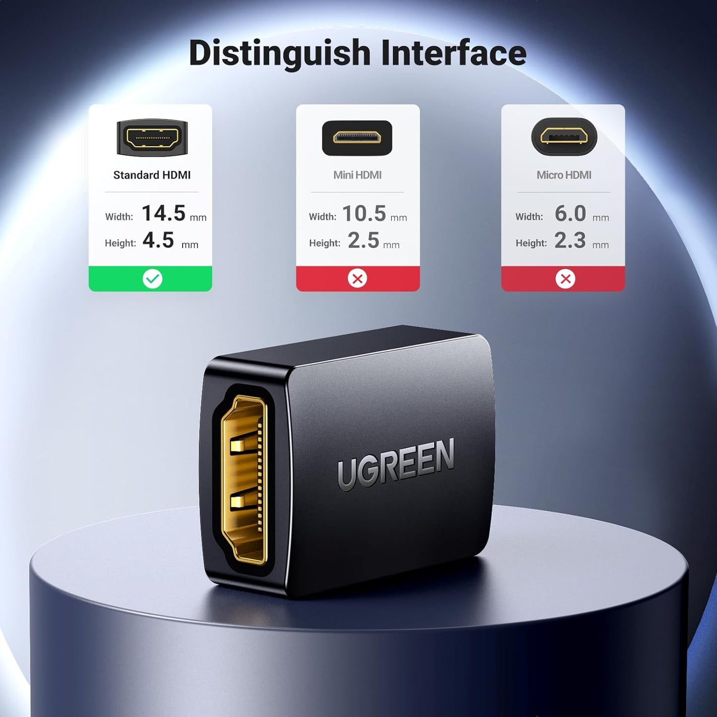UGREEN HDMI Coupler 2 Pack 4K 60Hz HDMI 2.0 Adapter Female to Female HDMI Connector 3D 4K HDMI Extender Compatible with HDTV Switch Xbox One PlayStation PS4 Laptop PC