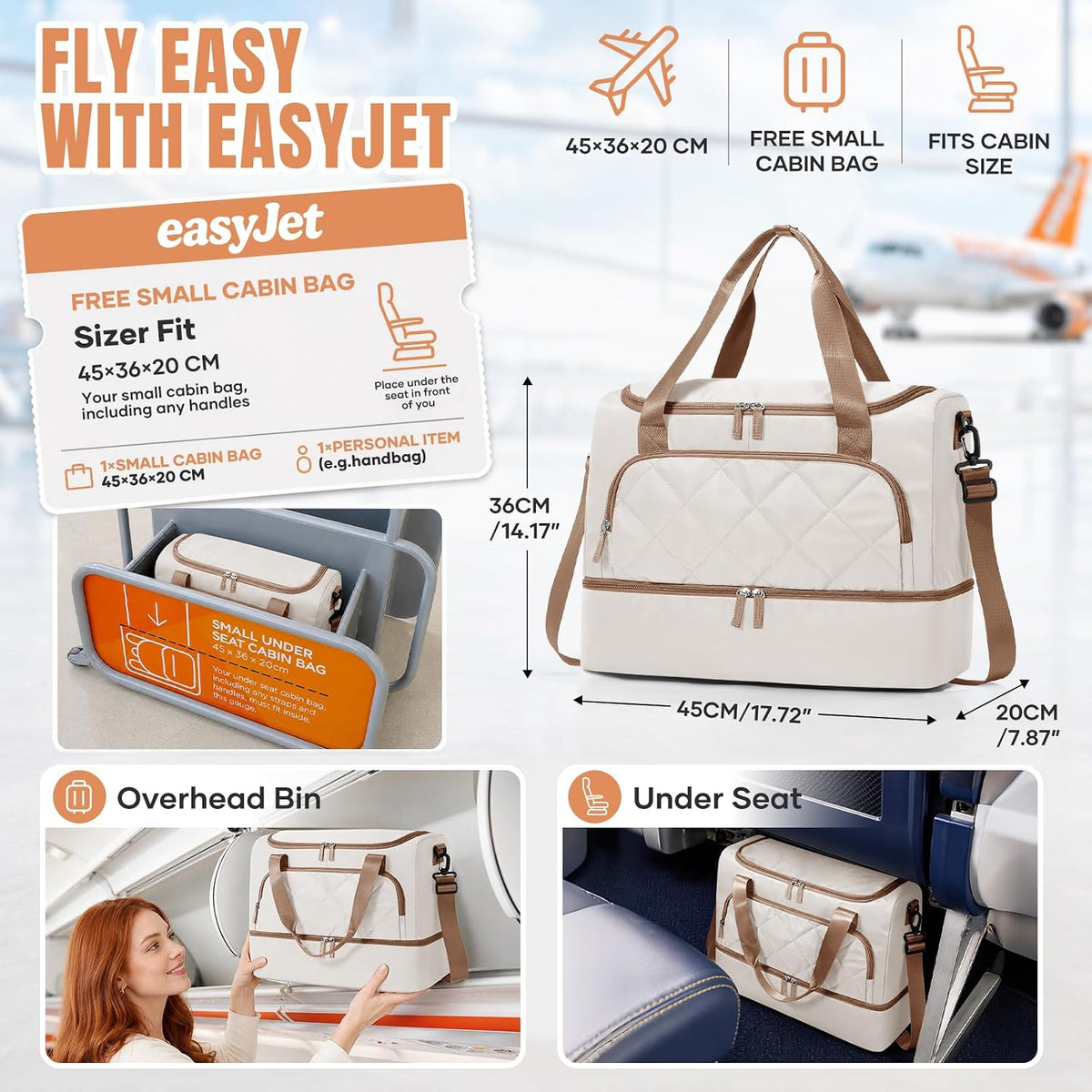 WONHOX Travel Duffel Bag Weekender Carry on Luggage Bag for Airplane