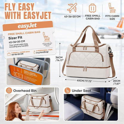 WONHOX Travel Duffel Bag Weekender Carry on Luggage Bag for Airplane