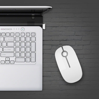 Wireless Mouse, Vssoplor 2.4G Slim Portable Computer Mice with Nano Receiver for Notebook, PC, Laptop, Computer (White and Silver)